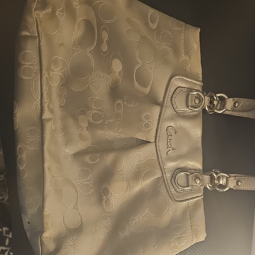 Coach Light Beige Embossed Tote